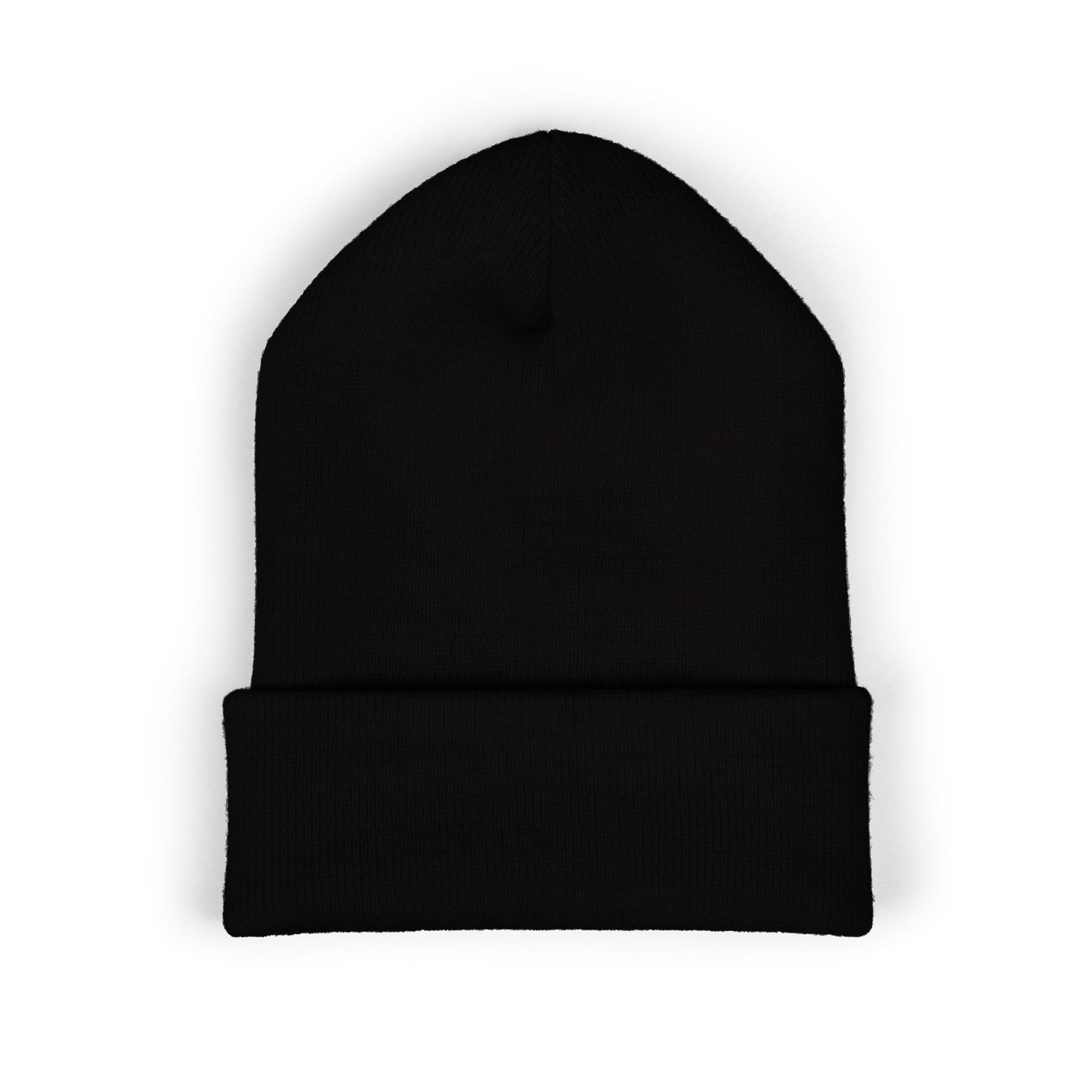 Embroidered Diamond Skull Cuffed Beanie — Minimal Gothic Winter Hat