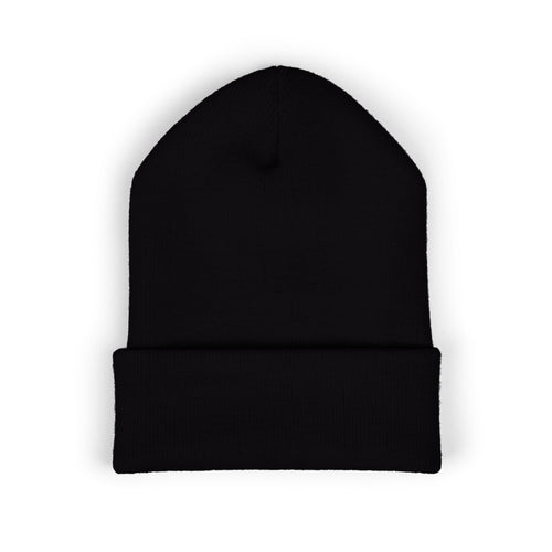 Embroidered Diamond Skull Cuffed Beanie — Minimal Gothic Winter Hat