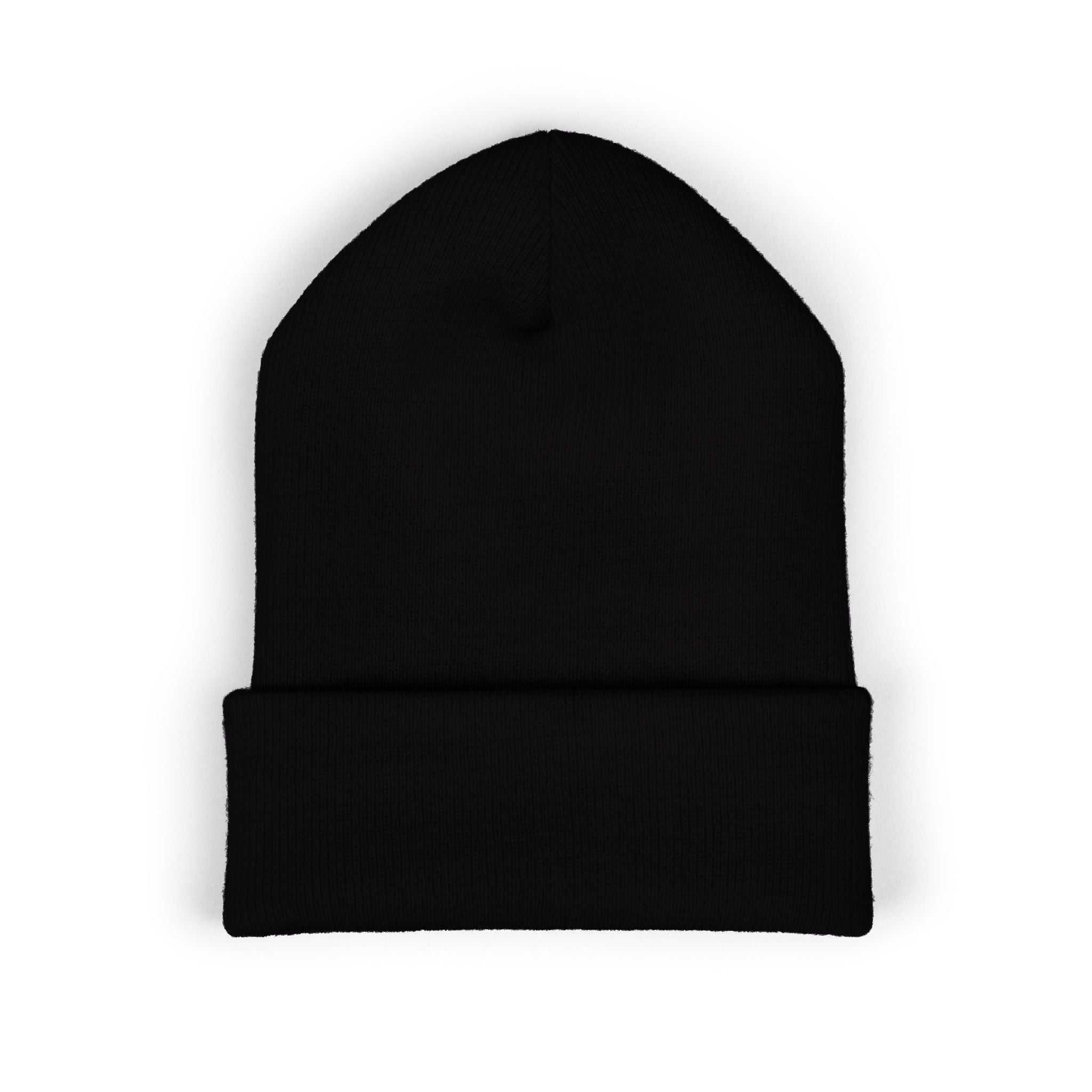 Embroidered Diamond Skull Cuffed Beanie — Minimal Gothic Winter Hat